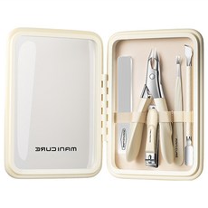 MAANGE 瑪安格 指甲剪 美甲5件套 黃色, 1套, 死皮剪 + 指甲刀 + 指甲銼刀 + 死皮推 + 斜口指甲鉗