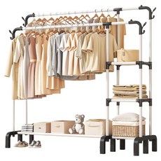 와이홉 튼튼한 철재 스탠드 행거 더블 사이드 프레임, 화이트