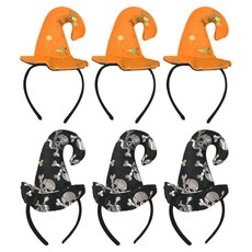 Party Club 迷你高級女巫帽髮箍2款x6入組, 1套, 橘色, 黑色