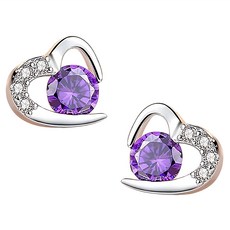 Sayaka 紗彌佳 女款999純銀茱麗葉心形微鑲鑽耳環