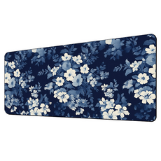 Shopping Doctor 遊戲用 辦公用 家用 滑鼠墊長桌墊 300 x 800 x 4 mm, 藍色海軍藍雛菊179, 1個