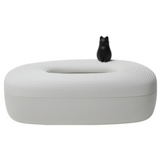 QUALy 鵝卵石衛生紙盒 L, 1個, 黑貓