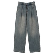 PLAYS 男士後腰鬆緊帶壓褶寬鬆版牛仔褲