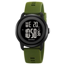 SKMEI 時刻美 Soyo Sanghoe 防水圓形數位運動手錶, 1個, 軍綠色