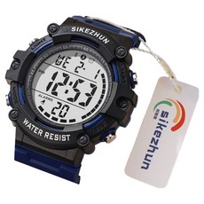SIKEZHUN 逍遙商會 優質防水軍人學生數位運動手錶, 1個, 藍色