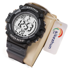 SIKEZHUN 소요상회 프리미엄 방수 군인 학생 디지털 스포츠 시계, 그레이, 1개