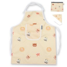 BEBE CHOUETTE 兒童圖案圍裙 + 頭巾 + 防水收納袋組合