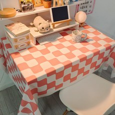 애드바이 다용도 체크 식탁 테이블보, 분홍, 1개, 60 x 90 cm