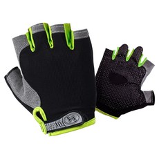 運動跑步護腕半指手套 雙手配戴組 基本款, 1套, 黑色 + 綠色