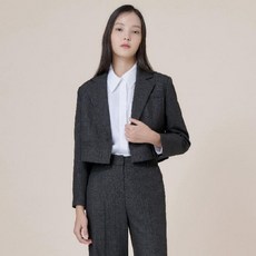 kenneth lady 女款格紋缺口領夾克, 混色棕