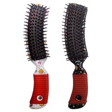 Darkness 轉印貂毛梳子2件組, 白色, 黑色, 1套