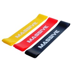 MASSIVE 乳膠提臀深蹲皮拉提斯瑜珈環狀彈力帶3件組, 1套, 黃色, 紅色, 黑色