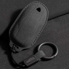 CRONICLE 高級特斯拉相容皮革鑰匙殼 環扣式 Model Y, 黑色, CTE-SU5