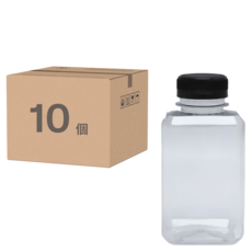 高精容器批發 Pet八角瓶 黑色, 1套, 350ml, 10個裝