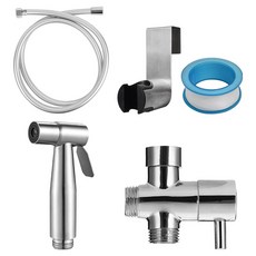 World Clean 浴室清潔防纏繞軟管噴槍馬桶掛架組 銀色 1.5m, 1個