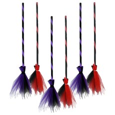 Party Club 萬聖節網紗掃帚2種x3入組, 紅色, 紫色, 1套