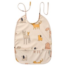 리우드 유아용 라이 턱받이, 옐로우 Cats and dog, 1개, 1개입