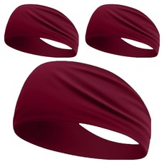 Glowus 運動吸汗髮帶, 3個, 19 酒紅色