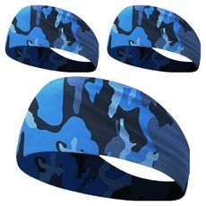 Glo-us 防汗運動髮帶, 30 迷彩藍, 3個