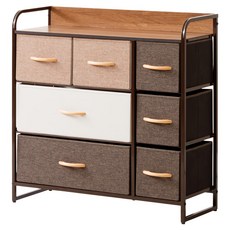 AMOS 布藝三層七抽收納櫃, 摩卡拿鐵