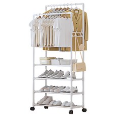 Why Hop簡約多功能衣架 4層 移動式衣架, 白色