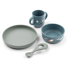 LIEWOOD Bibi 餐具組, 1套, 餐盤 + 杯子 + 碗 + 湯匙, 藍色