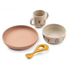리우드 비비 식기세트, 옐로우, 1세트, 플레이트 + 컵 + 볼 + 스푼