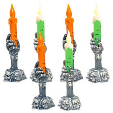 Party Club 萬聖節LED燭台 2款 x 3入組, 1套, 綠色, 橘色