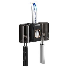 BLACK JOIN 多功能牙刷架 一鍵式牙膏擠壓器 漱口杯架, 黑色, 1個