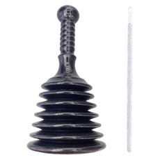 洗臉盆水槽馬桶萬用疏通器 + 排水管清潔刷組, 黑色(疏通器)