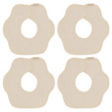 예꼬맘 유아용 순면 거즈 턱받이, 4개, 1개입, 베이지