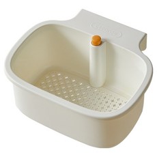一鍵倒渣廚房水槽過濾瀝水籃, 1個, 1層, 白色