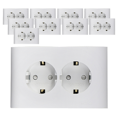 나노 전기 오딧세이 심플 2구 매입접지 콘센트 가로형 화이트, 10개