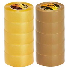 Sinil Tape 高黏著力封箱膠帶 2款 x 5入組 48mm x 80m, 1套, 透明, 黃色