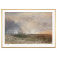菠蘿選畫所 威廉·透納 驚濤拍岸 風景裝飾畫 70 x 50cm 木色 AVAR5763D