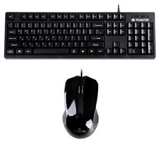 MONSTARGEAR Bogle Bogle 薄膜辦公用電競人體工學有線鍵盤 + 滑鼠組, 黑色, 人體工學, MOK100