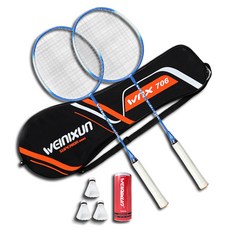 博西卡 weinixun 羽球拍 2支 + 羽球 3顆 + 球袋套組, 1套, WNX-706(BL)