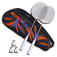 Boshika 羽球拍 2支 + 羽球 3顆 + 球袋套組 PK, 1套, BSK-308
