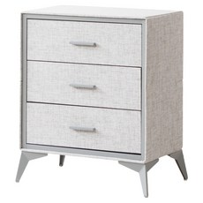 AMOS 仿亞麻布紋三抽收納櫃, 亞麻白