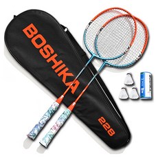 搏仕卡 羽毛球拍 2支 + 羽毛球 3顆 + 球袋套組 OR, 1套, BSK-228