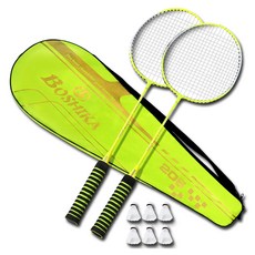 Boshika 羽球拍 2入 + 羽球 6入 + 球拍袋組合 GN, 1套, BSK-206(GN)