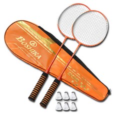 搏仕卡 羽球拍 2入+羽毛球 6入+包包組 OR, 1套, BSK-206