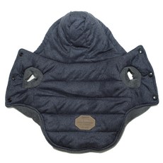 QIDINA 寵物鋪棉保暖法蘭羊羔絨連帽衣, 1個, 藏藍色