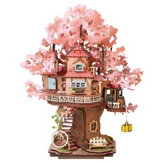 Rolife Robotime 立體拼圖 木質 櫻花樹屋 TGS04, 1個, 535件, 混合顏色