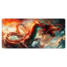 쇼핑닥터 애니메이션 초대형 게이밍 가정용 마우스장패드 400 x 900 x 4 mm, 화염 속 붉은 용, 1개