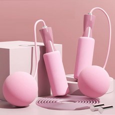 지오미나 강력한 운동효과 홈트 집에서 유산소 실내줄넘기 대형공 + 줄 세트, 핑크, 1세트