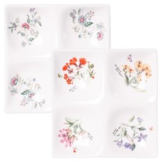 復古經典陶瓷4格分隔盤 小型 2件組, 1套, 法式花園, 帝國