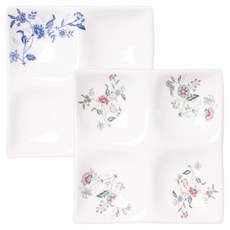 復古經典陶瓷4格分隔盤 小型 2件組, 1套, 帝國, 皇家藍