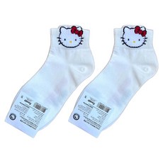 Sanrio 三麗鷗 女款毛絨人物短襪 Kitty 2雙