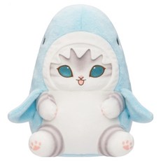 sungup mofusand 粉彩鯊魚貓 絨毛娃娃 BIG, 1個, 藍色, 28cm